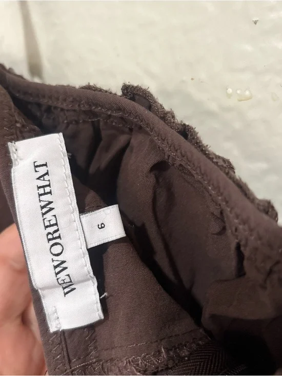 WeWoreWhat Ruffle Corset Brown Champagne Satin Maxi Dress Size 6 Small - Picture 7 of 8